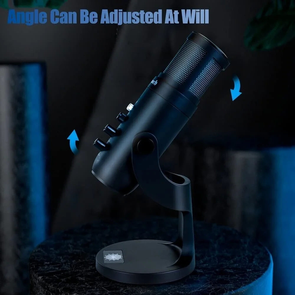 USB Microphone RGB Computer Condenser Gaming Mic for PC/Laptop/Phone/PS4/5, Head